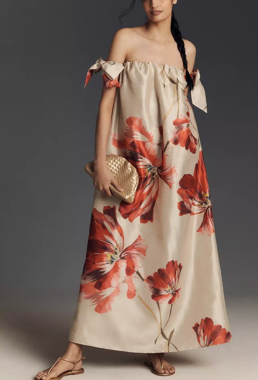 Hutch Iris Off-The-Shoulder Maxi Dress Size XS NWT Removable Straps Romantic